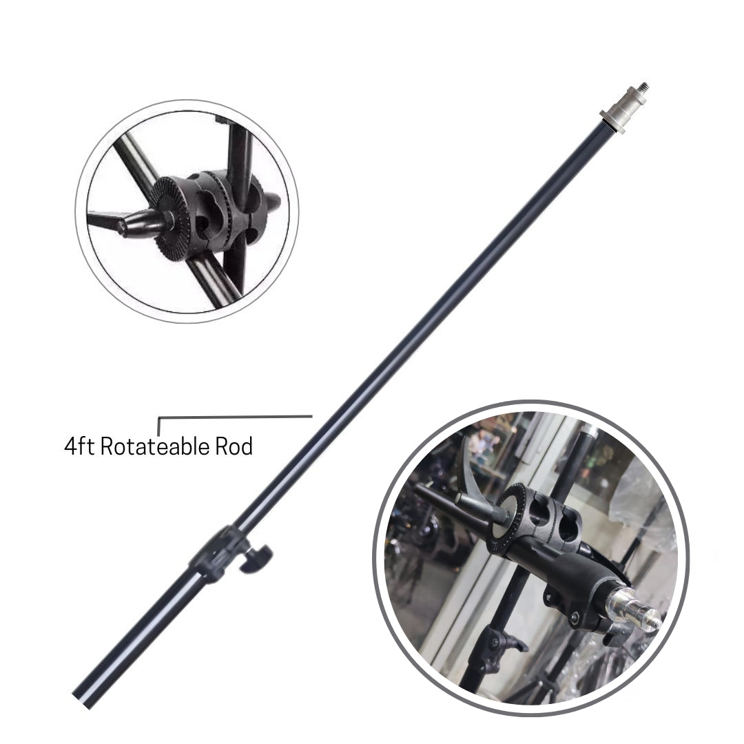 4ft Boom Arm Rod With Dual Swiveling Grip Head Angle Clamp For Studio| Podcasting| Video And Photo Use(High Quality)