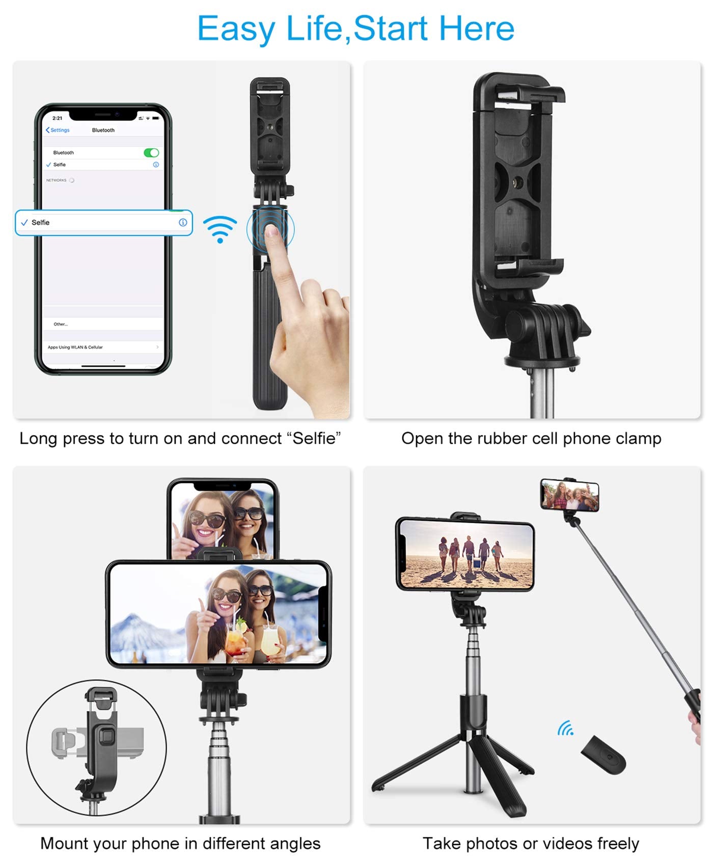4 in 1 Tripod Selfie Stick R1s With Remote Control (Bluetooth)