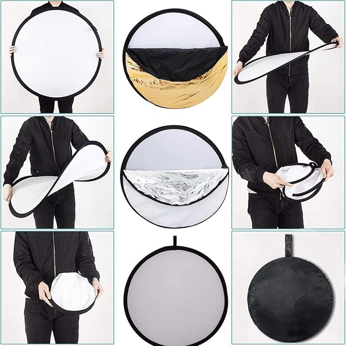 Photography with the 42"/110cm Reflector 42-inch / 107 cm 5 in 1 Special Quality Collapsible Multi-Disc Light Reflector with Bag - Translucent, Silver, Gold, White and Black