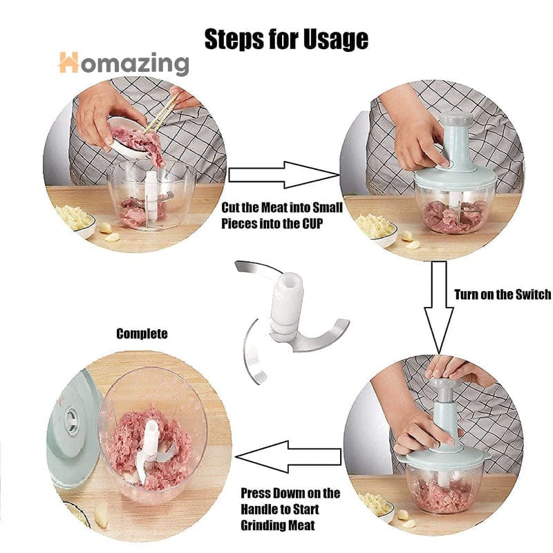 Hand Pat Food Processor / Hand Push Chopper Machine Food Processor Vegetable Chopper 1500ml Capacity