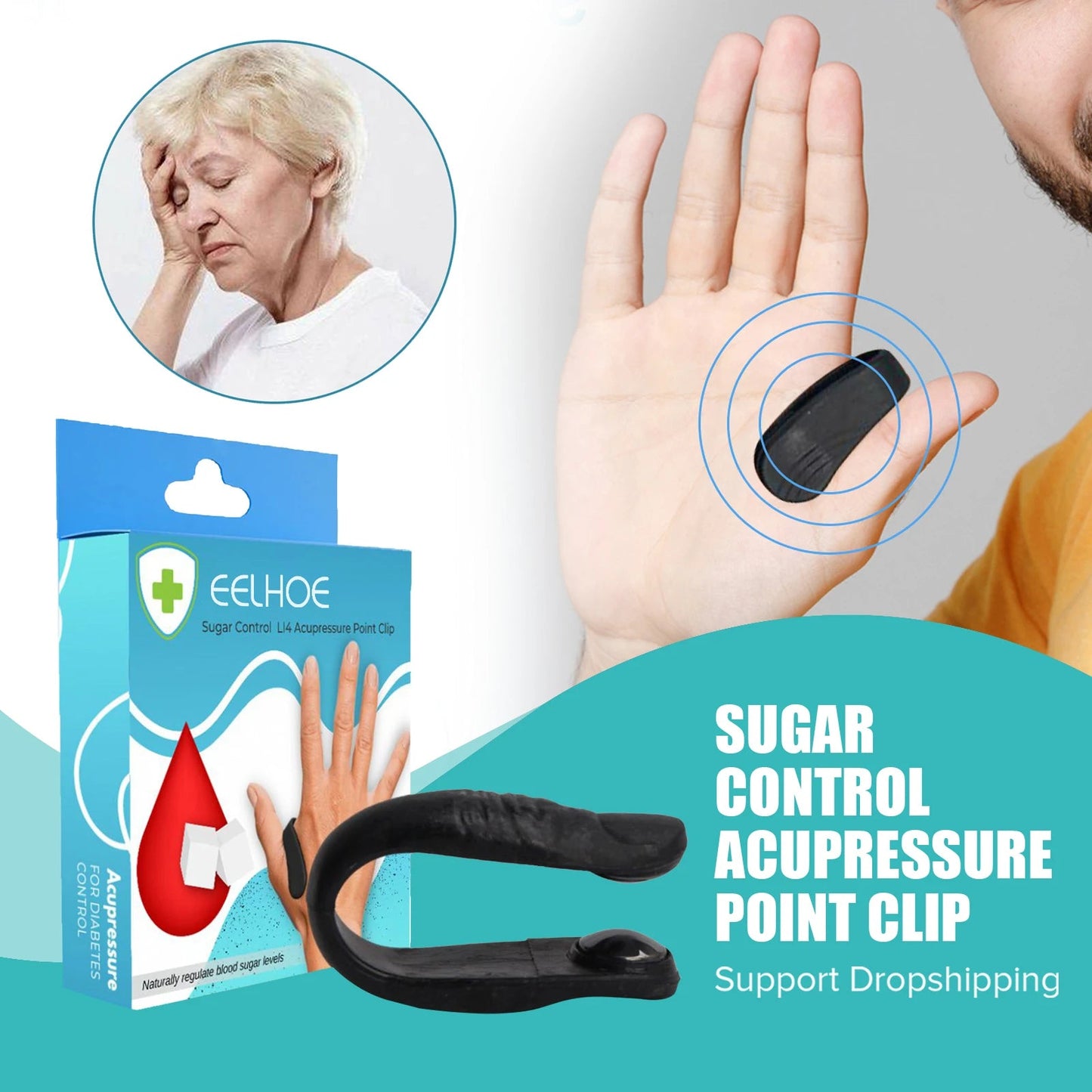 Acupressure Magnetic Sugar Control Clip - (IMPORTED)