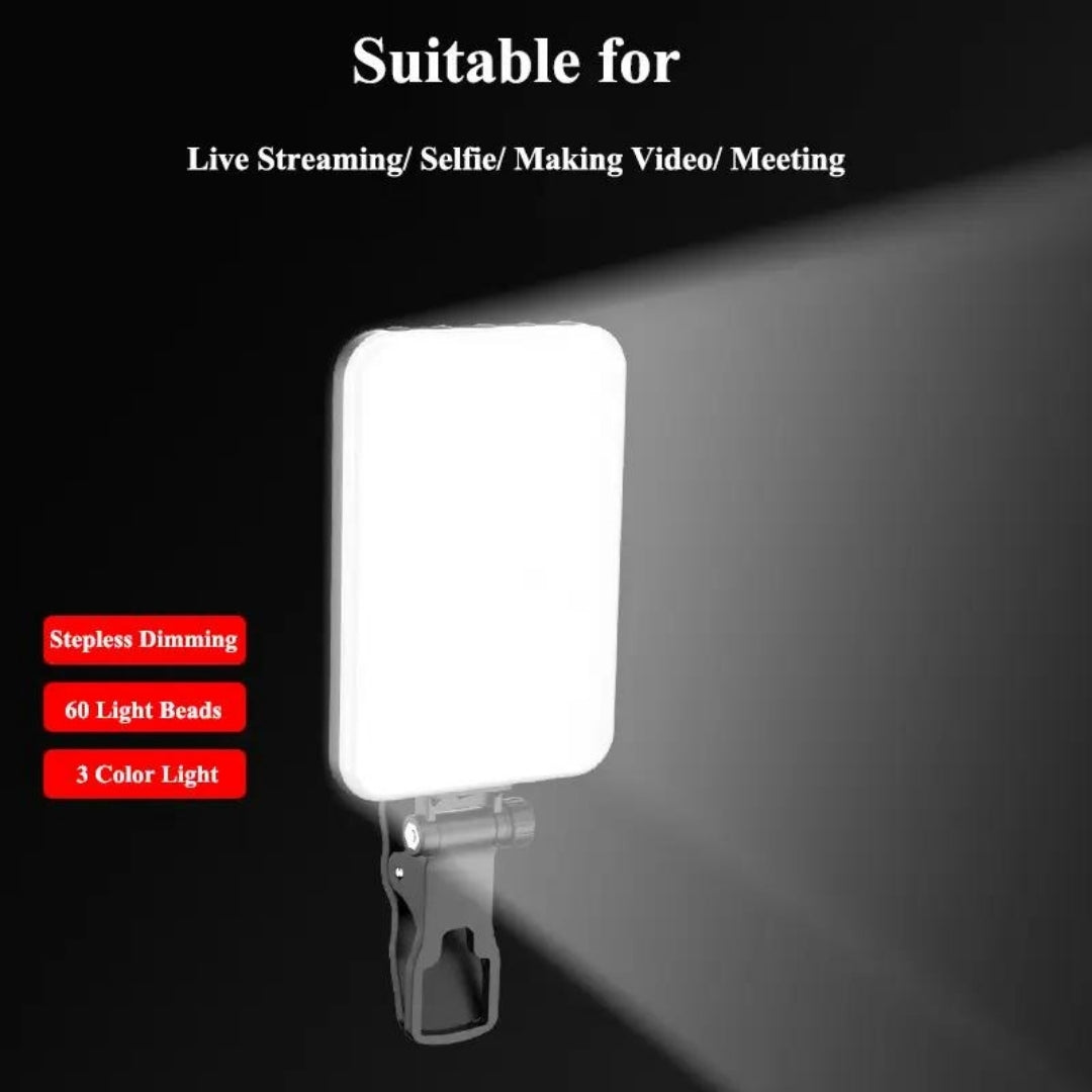 Rechargeable Mobile Selfie Light with Front & Back Clip, Three Light Modes Portable LED Selfie Light, Selfie Light for iPhone, Cell Phone, iPad, Laptop, TiKTok, Volg, Makeup, Video Conferencing
