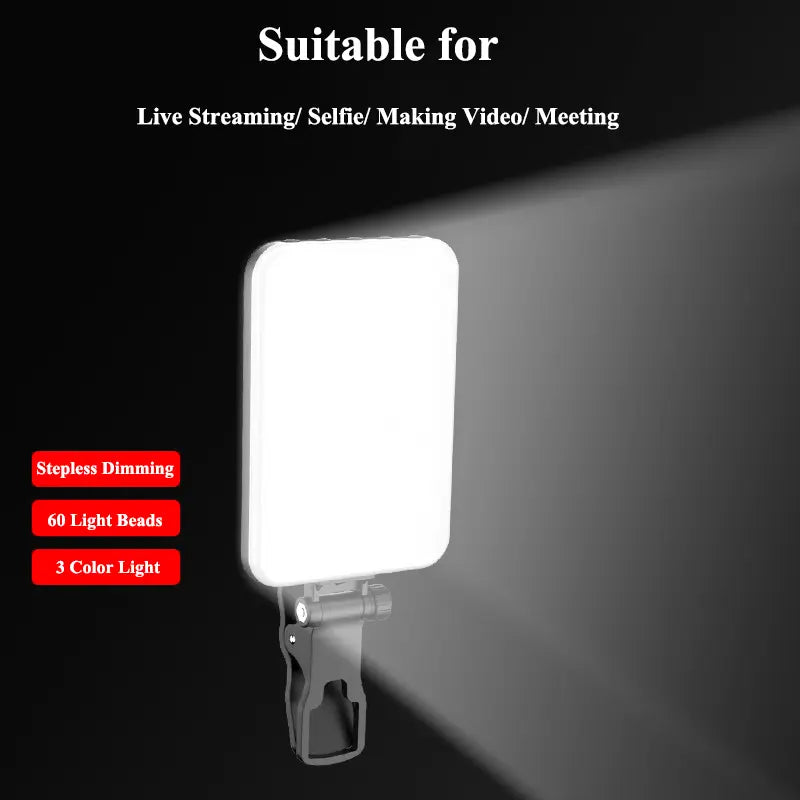 Rechargeable Mobile Selfie Light with Front & Back Clip, Three Light Modes Portable LED Selfie Light, Selfie Light for iPhone, Cell Phone, iPad, Laptop, TiKTok, Volg, Makeup, Video Conferencing