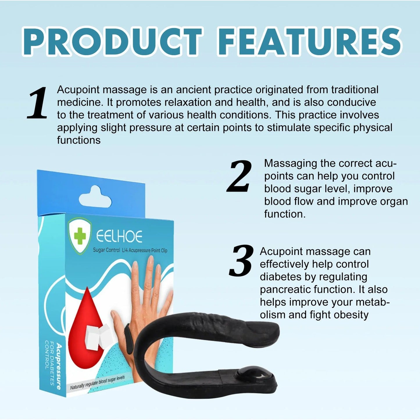 Acupressure Magnetic Sugar Control Clip - (IMPORTED)