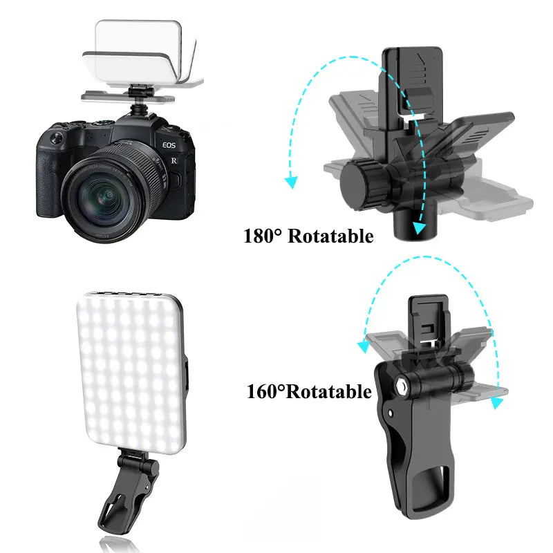 Rechargeable Mobile Selfie Light with Front & Back Clip, Three Light Modes Portable LED Selfie Light, Selfie Light for iPhone, Cell Phone, iPad, Laptop, TiKTok, Volg, Makeup, Video Conferencing