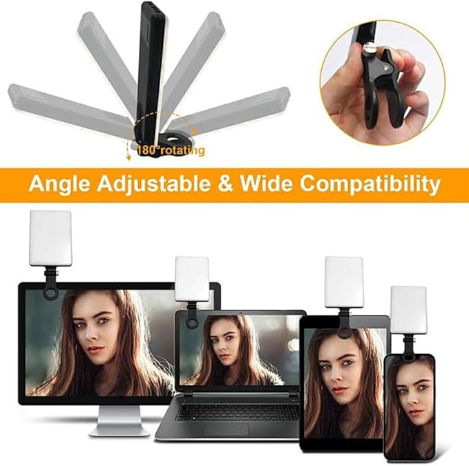Rechargeable Mobile Selfie Light with Front & Back Clip, Three Light Modes Portable LED Selfie Light, Selfie Light for iPhone, Cell Phone, iPad, Laptop, TiKTok, Volg, Makeup, Video Conferencing