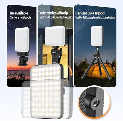 Rechargeable Mobile Selfie Light with Front & Back Clip, Three Light Modes Portable LED Selfie Light, Selfie Light for iPhone, Cell Phone, iPad, Laptop, TiKTok, Volg, Makeup, Video Conferencing