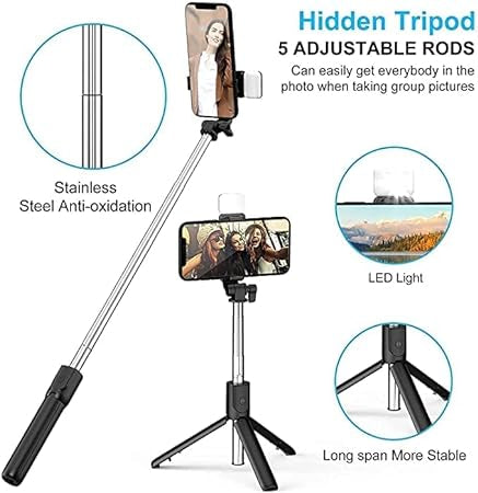 4 in 1 Tripod Selfie Stick R1s With Remote Control (Bluetooth)