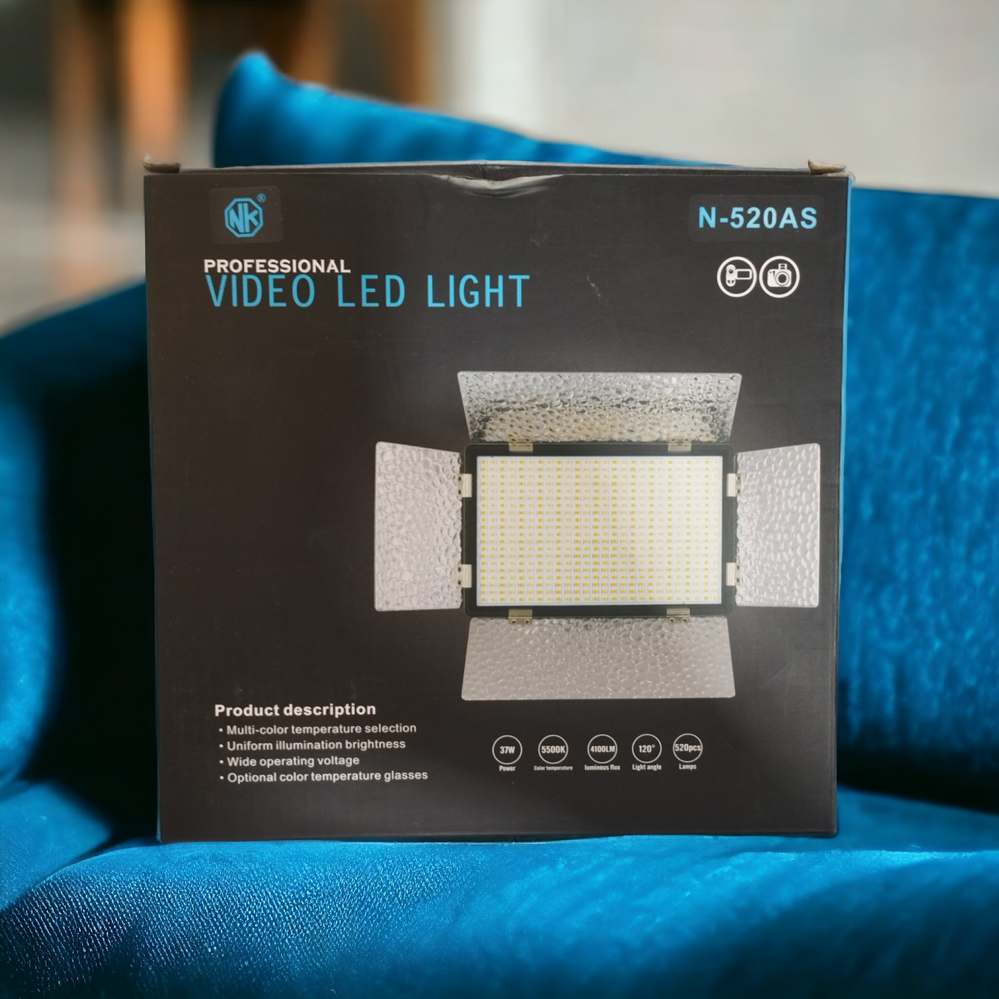 LED 520 Varicolor Professional Video Light 37 Watt For Youtubers| Video & Photo Shoots | Insta Reel Makers (Battery Powered)