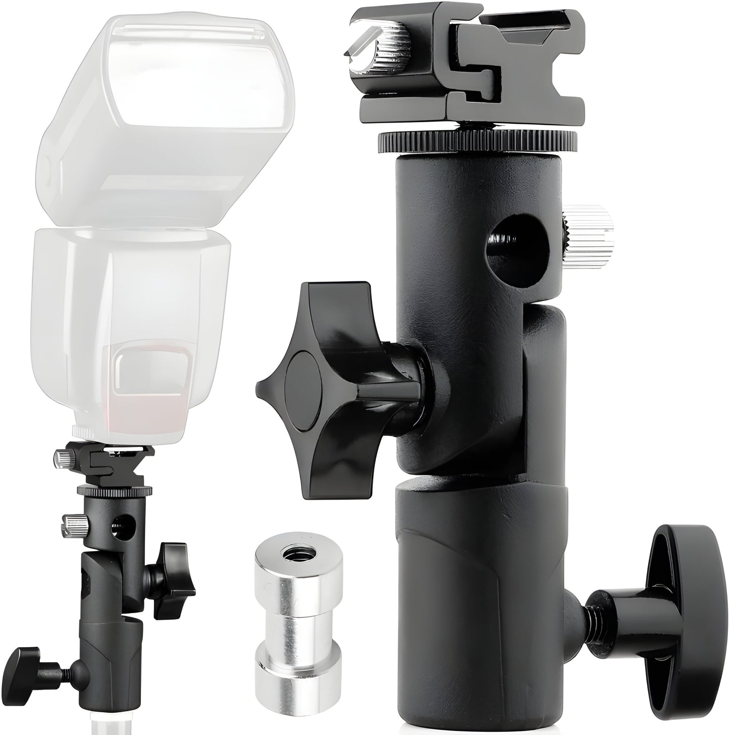 Universal Metal Flash Hot Shoe Speedlite Umbrella Holder Light Stand Grip Bracket