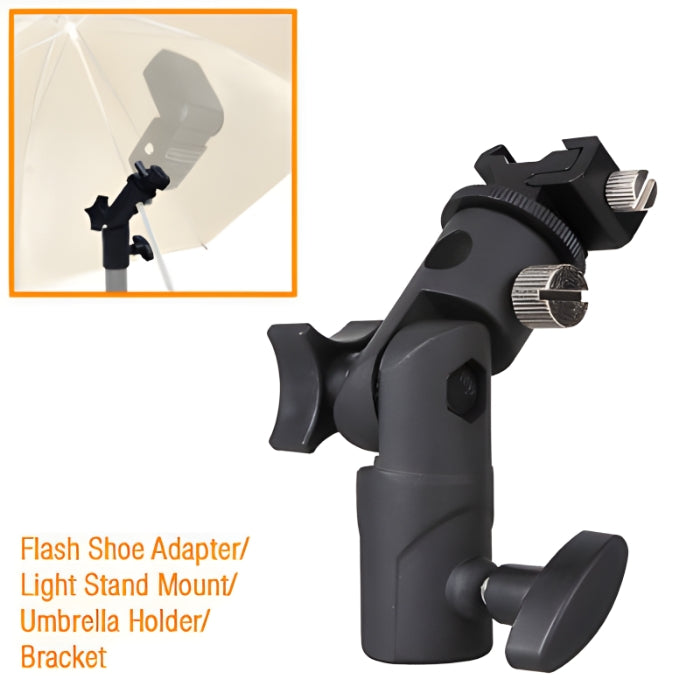 Universal Metal Flash Hot Shoe Speedlite Umbrella Holder Light Stand Grip Bracket