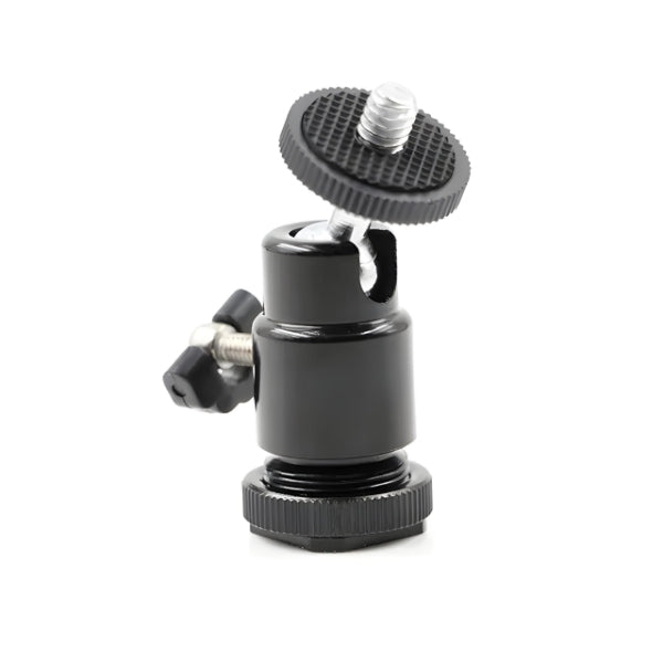 Mini Ball Head 360 degree Aluminium Alloy 1/4" Screw Tripod Hot Shoe Mount for DSLR Camera-Monopod-Camcorder-Flash Light Stand-Video Photo Accessories And LED Baby Lights