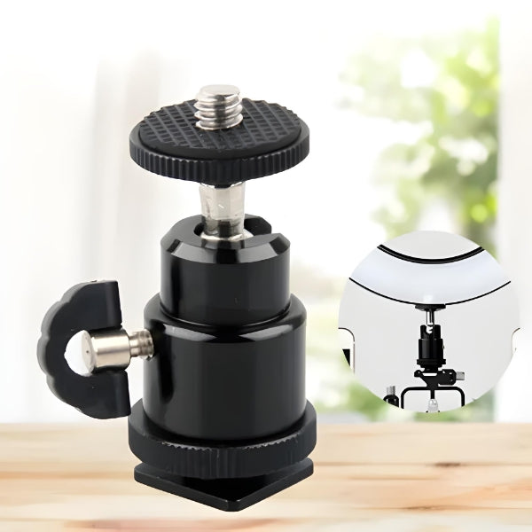 Mini Ball Head 360 degree Aluminium Alloy 1/4" Screw Tripod Hot Shoe Mount for DSLR Camera-Monopod-Camcorder-Flash Light Stand-Video Photo Accessories And LED Baby Lights