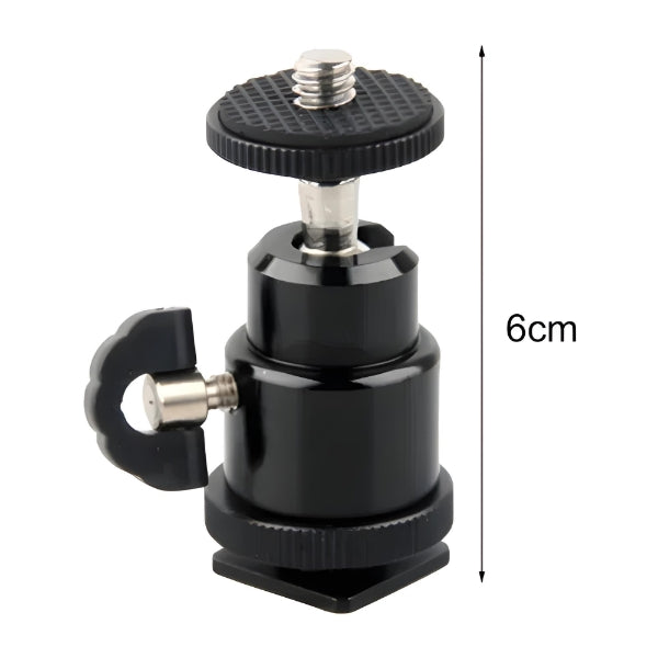 Mini Ball Head 360 degree Aluminium Alloy 1/4" Screw Tripod Hot Shoe Mount for DSLR Camera-Monopod-Camcorder-Flash Light Stand-Video Photo Accessories And LED Baby Lights
