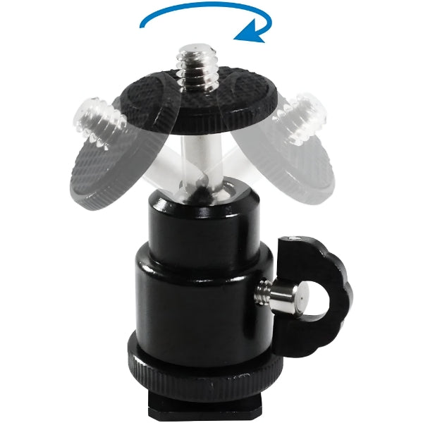 Mini Ball Head 360 degree Aluminium Alloy 1/4" Screw Tripod Hot Shoe Mount for DSLR Camera-Monopod-Camcorder-Flash Light Stand-Video Photo Accessories And LED Baby Lights