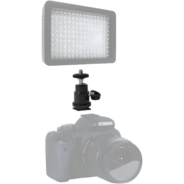 Mini Ball Head 360 degree Aluminium Alloy 1/4" Screw Tripod Hot Shoe Mount for DSLR Camera-Monopod-Camcorder-Flash Light Stand-Video Photo Accessories And LED Baby Lights