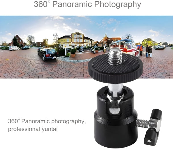 Mini Ball Head 360 degree Aluminium Alloy 1/4" Screw Tripod Hot Shoe Mount for DSLR Camera-Monopod-Camcorder-Flash Light Stand-Video Photo Accessories And LED Baby Lights