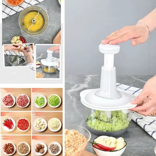 Hand Pat Food Processor / Hand Push Chopper Machine Food Processor Vegetable Chopper 1500ml Capacity