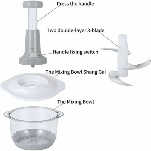 Hand Pat Food Processor / Hand Push Chopper Machine Food Processor Vegetable Chopper 1500ml Capacity
