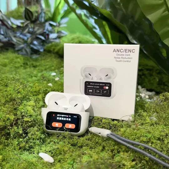 A9 Pro Touch Screen Airpods Pro - ANC Wireless Earbuds With Bluetooth 5.0, LCD Display, Super Bass And Pop-Up Feature