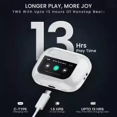 A9 Pro Touch Screen Airpods Pro - ANC Wireless Earbuds With Bluetooth 5.0, LCD Display, Super Bass And Pop-Up Feature