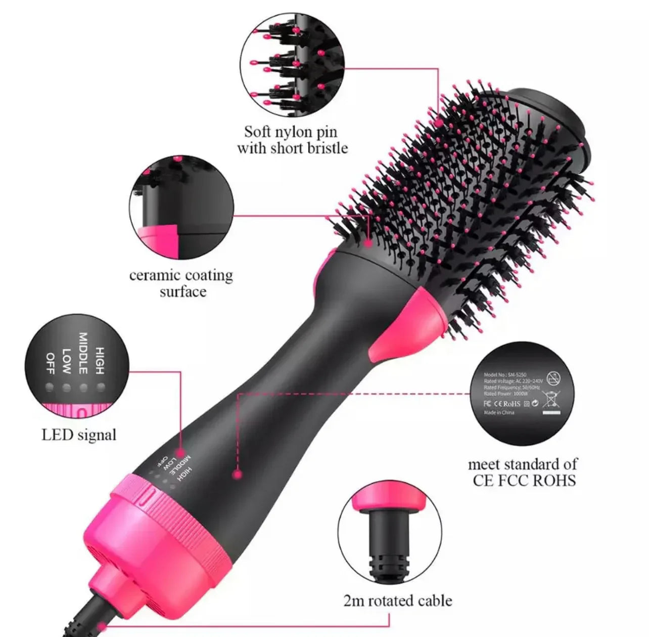 One Step Hair Dryer Brush and volumizer 3 in 1, hair straightner and hair curler for ladies - hare drier for girls - Hair Straightener Comb for Drying for women