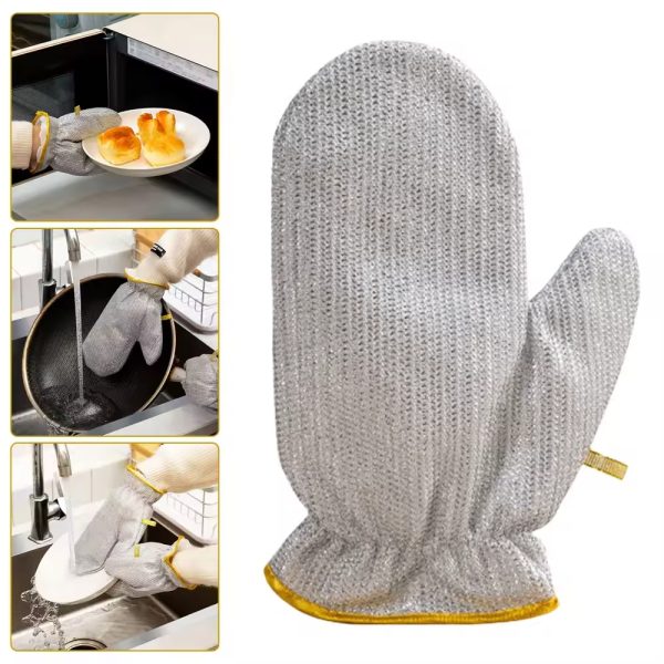Multipurpose Wire Dishwashing Gloves | Dishwashing Rags For Wet And Dry, Steel Wire Miracle Cleaning Cloth With Glove Shape