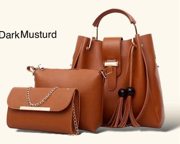New Collection 3pcs Set Soft Leather Hand Bag Durable Quality