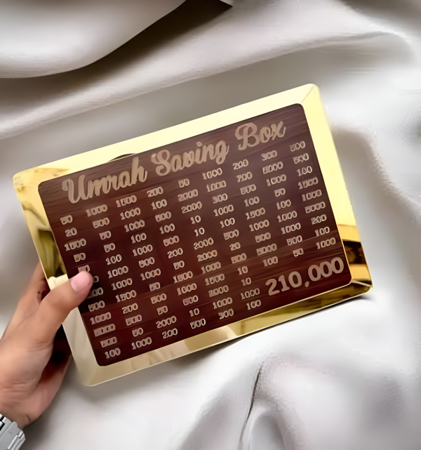 Umrah Saving Box - Wooden Umrah Saving Box - 280 Days Savings Plan - Islamic Halal Money Jar for Hajj & Umrah - Daily Pilgrimage Savings Tracker - Gift for Muslims Money Saving Box